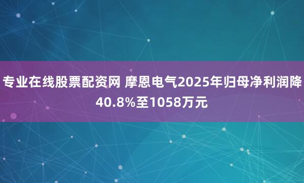 专业在线股票配资网 摩恩电气2025年归母净利润降40.8%至1058万元